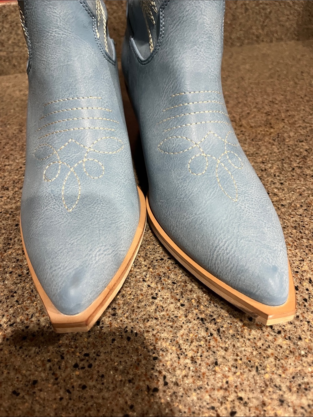 ShuShop Zahara Stunning Blue Western Cowboy Boots Thick Heel! Size 9 Like New - Picture 5 of 9